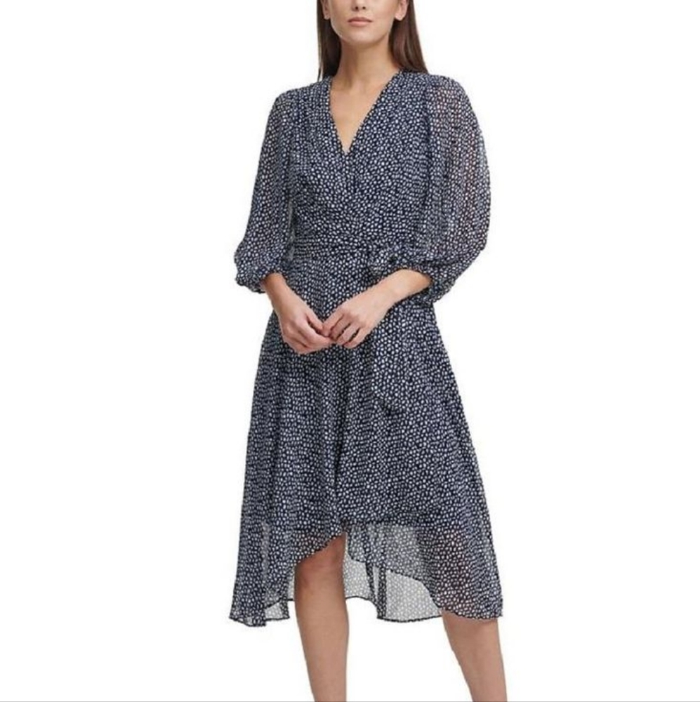 DKNY Pleated belted mid-length cocktail dress
